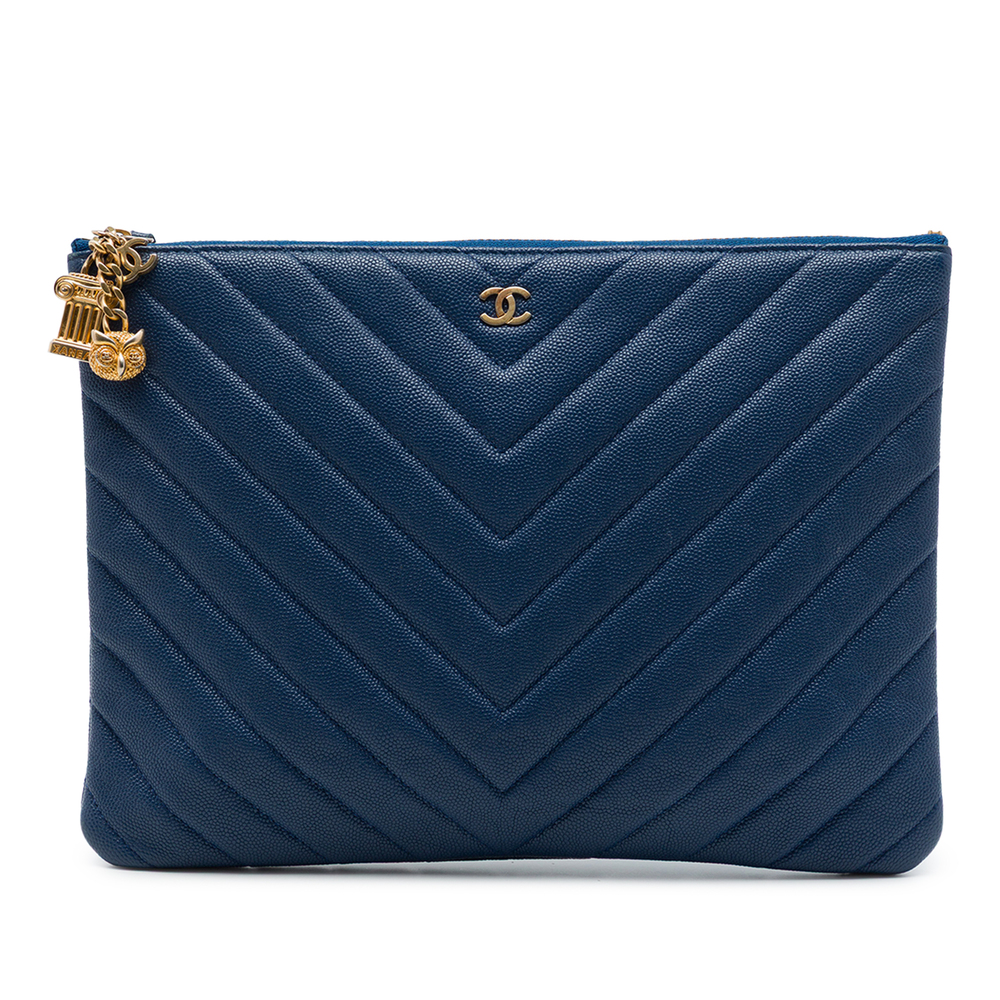 Pre-Loved Chanel Medium Chevron Caviar Ancient Greek Charms O Case Clutch